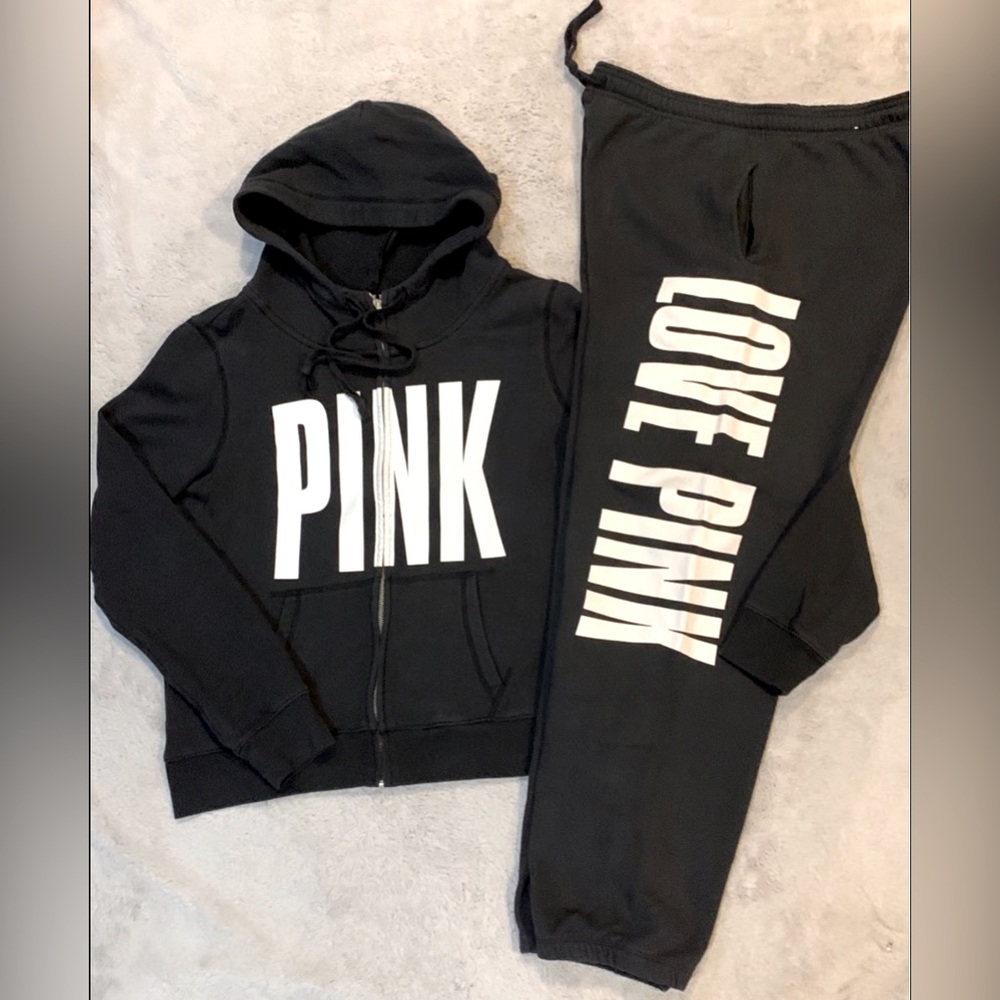 PINK VICTORIA’S SECRET ~ CLASSIC PANTS SET + FULL ZIP HOODIE